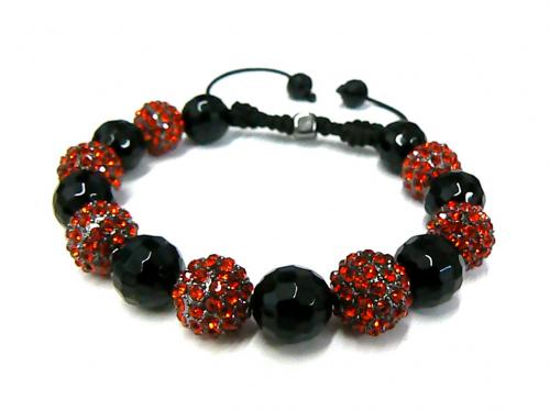 Shamballa style bracelet black and red- perles et créations